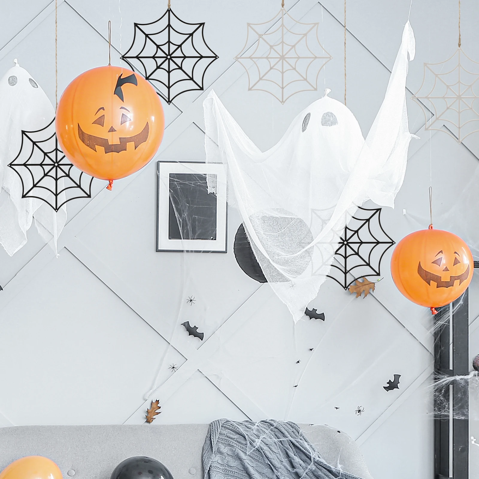 

12Pcs Realistic Spider Web Decorations Unique Fake Cobwebs Halloween Party Decor