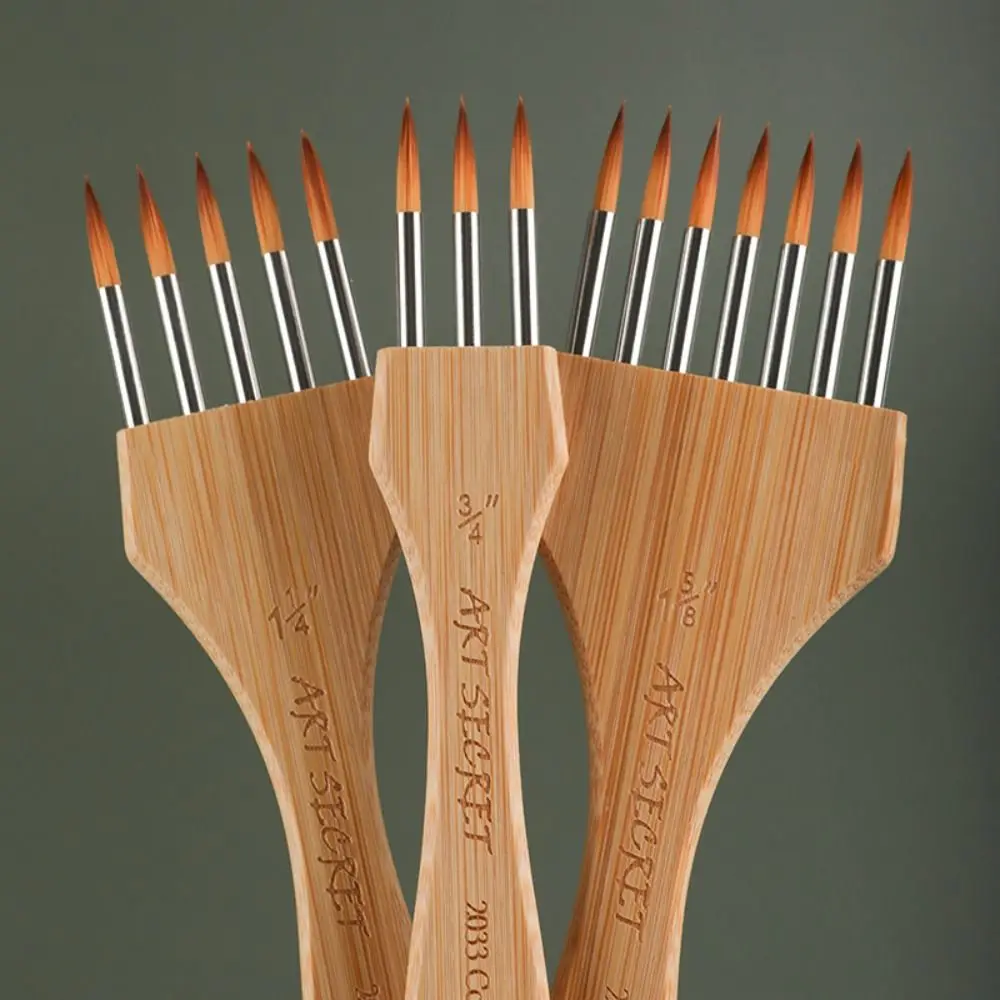 Круглая/плоская щетка для рисования с несколькими зубьями, гибкая, хорошая Адсорбция пигмента, кисть для акварели, нейлоновая гладкая художественная кисть для рисования