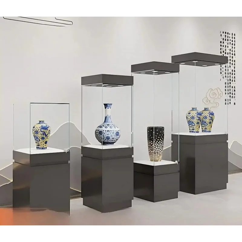 custom.Metal Eco-Friendly Modern Home Furniture Display Museum Exhibition Counter Jewelry Jade Antique