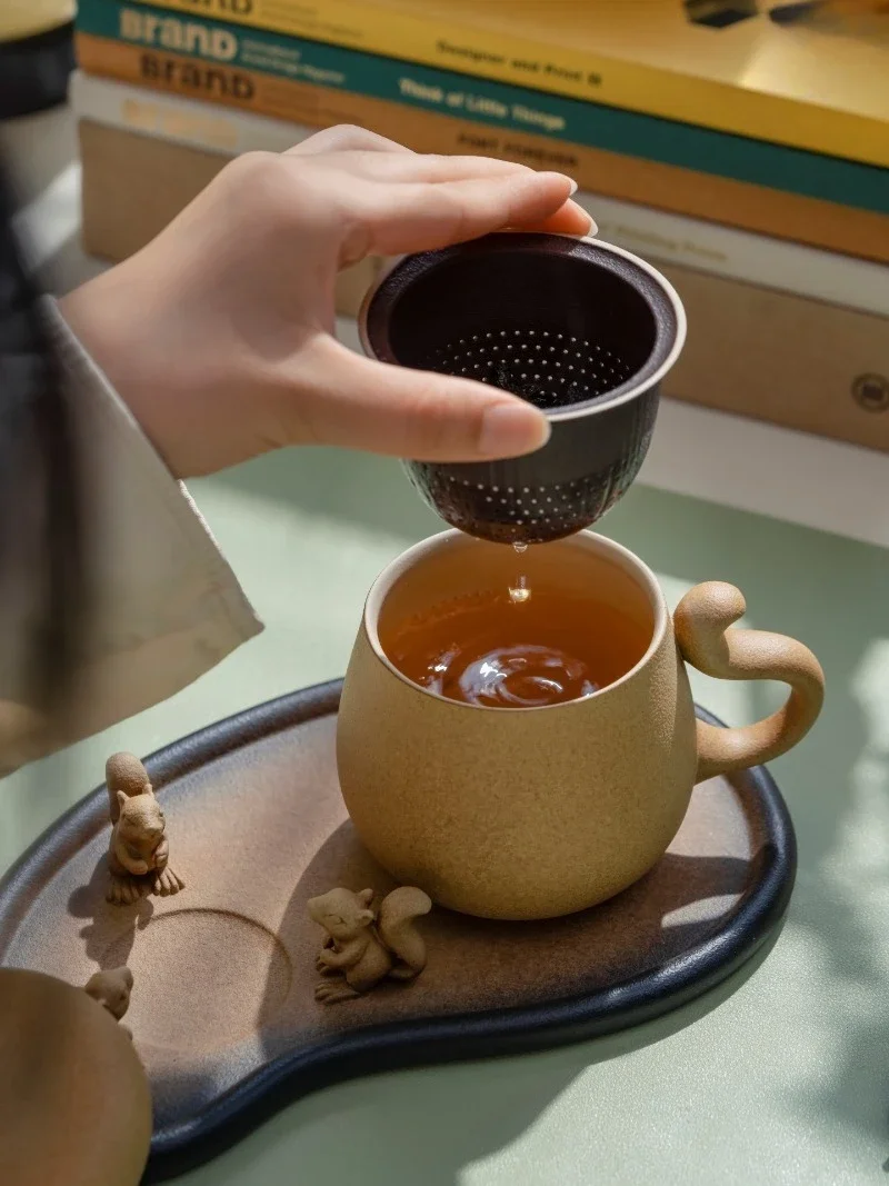 Office ceramic tea separation tea cup with lid household tea set