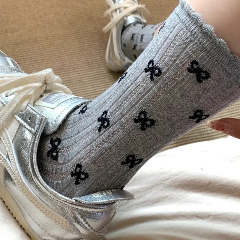 

Women's Socks Korean Bow Polka Dot Lace Kawaii Sweet Cute Thin Mesh Socks Breathable Breathable Cotton Socks For Girl Wholesale