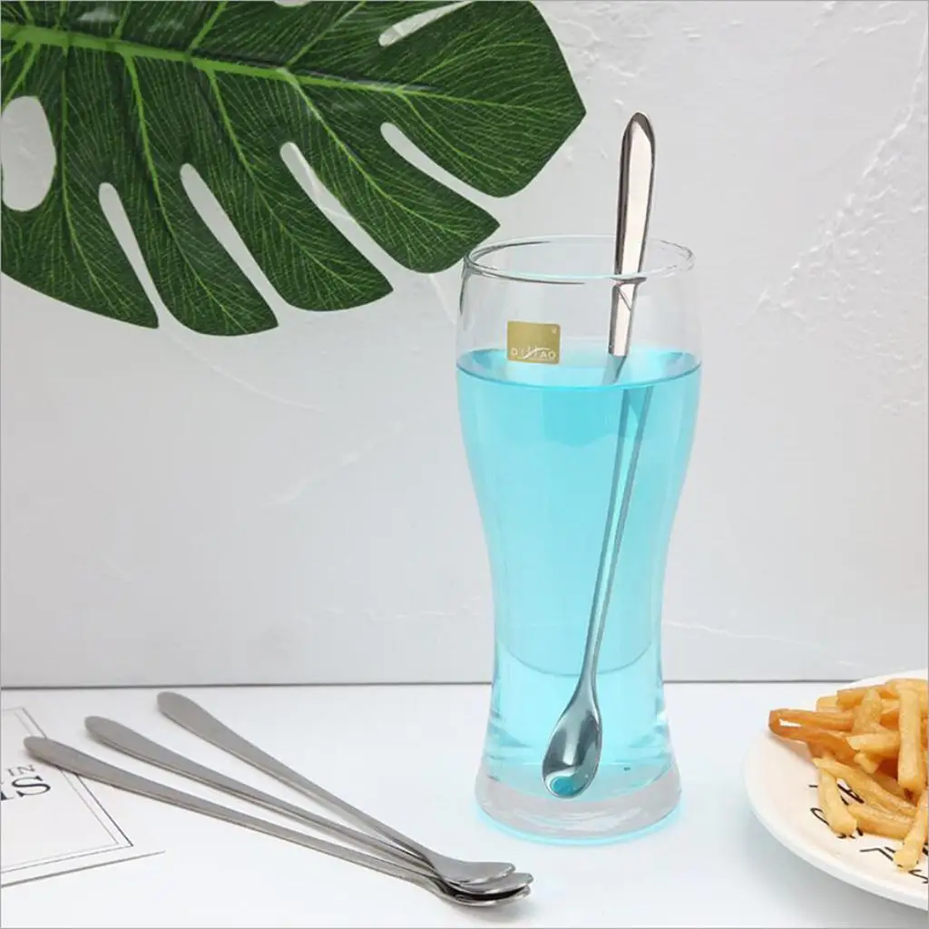 Long Handle Stirring Spoon Stainless Steel Mixing Dessert Coffee Tea Spoon for Kitchen Food Preparation