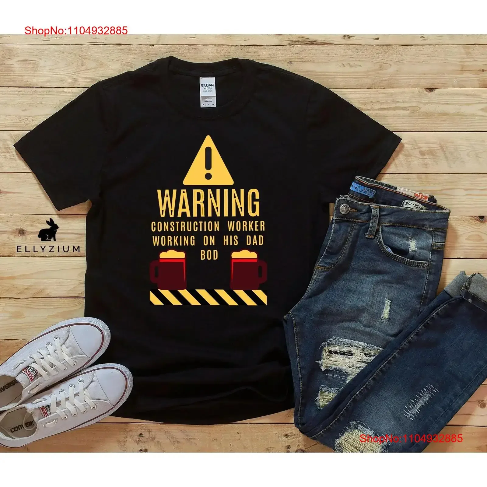 Construction Worker T Shirt Dad Father's Day Bod Beer Funny vintage Washed designer clothes graphic Stylish homme fashion #1