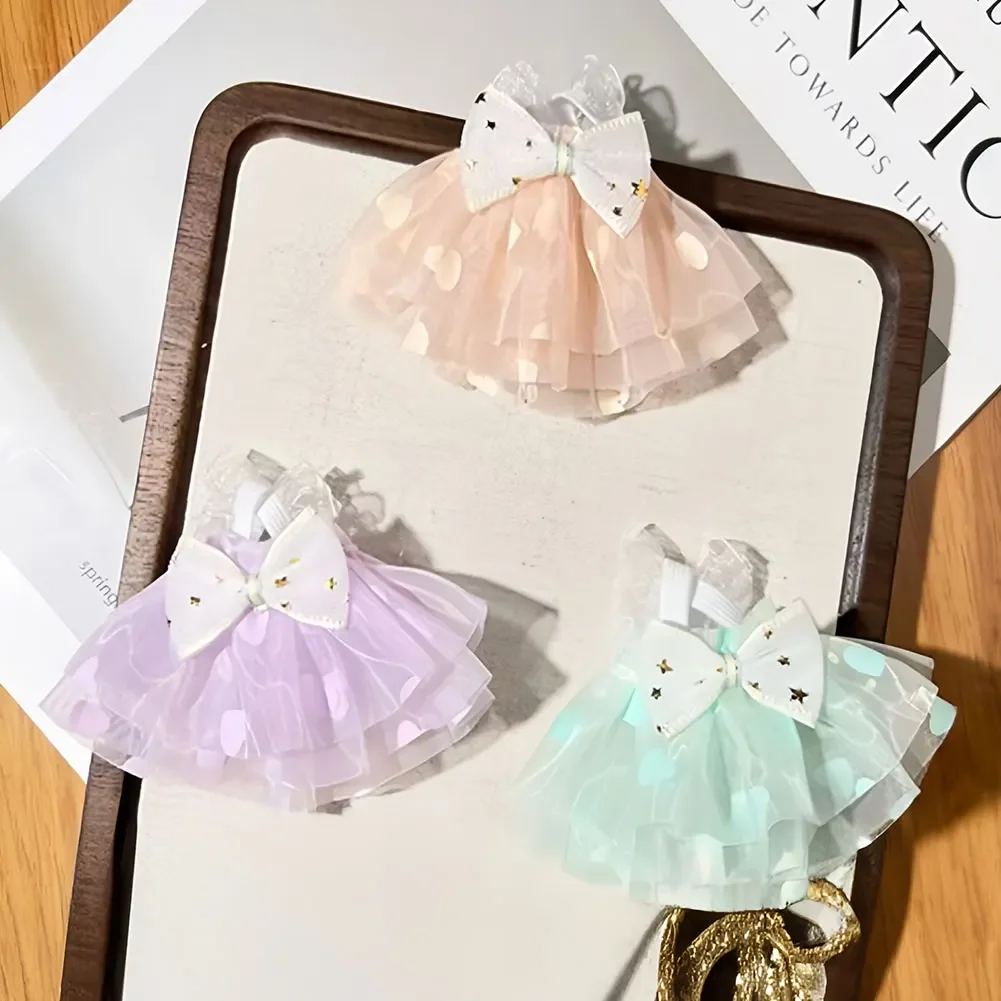 Doll Clothes Accessories for 17cm Labubu Doll Cute Yarn Skirt/Necklace /Hair Ornaments Kits Doll Dress Up 3pcs/set