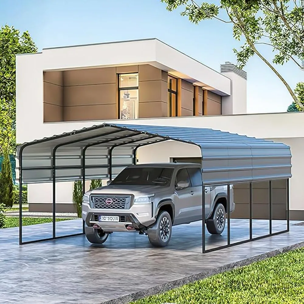 

10x15 FT Metal Carport with Galvanized Metal Roof, 10'x15'x8.4' Outdoor Heavy Duty Carport Canopy, Car Garage