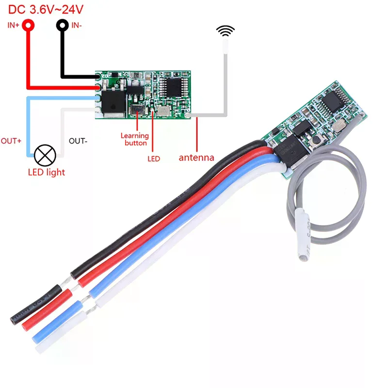 433Mhz 1CH RF Relay Receiver Wireless Remote Control Light Switch Micro Module