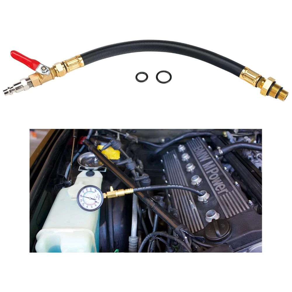 

Engine Air Valve Holder Pressure Pipe M14+M18 Thread to 1/4 NPT with Ball Valve Cylinder Leakage Testing Assistant Tool