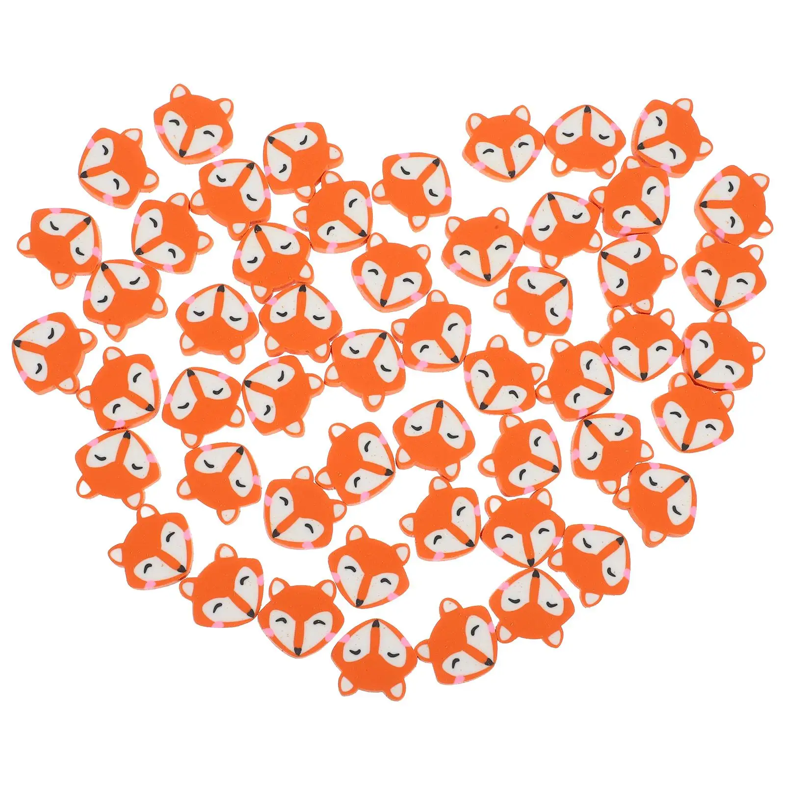 

50pcs Fox Shaped Erasers Cute Cartoon Safe Light Wear Resistance Bright Color Student Gift School Supplies