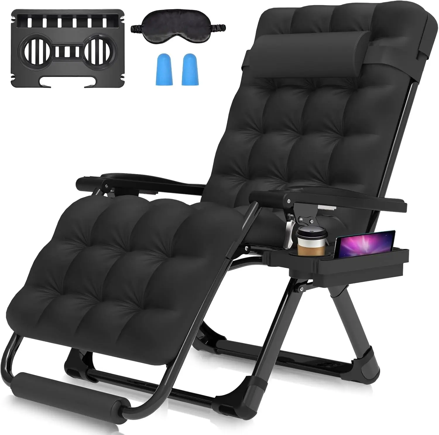 

Oversized Zero Gravity Lounge Chair with Removable Cushion, Reclining Camping Chair for Indoor Outdoor Use