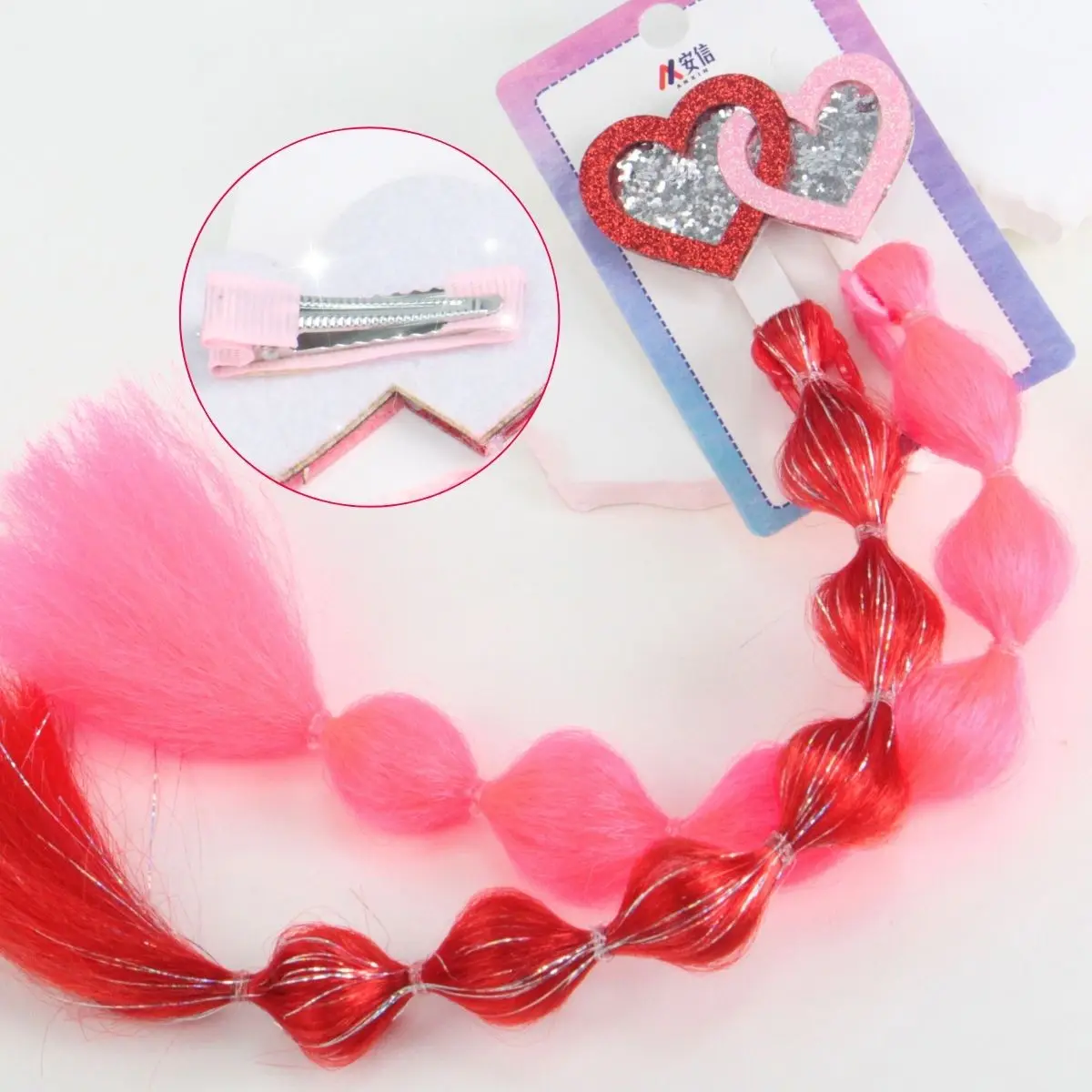 Valentine's Day Fashion Girls Braid Sweet Gourd - Shaped Braid Claw Clip Long Wig Hair Clip Party Dating Hair Accessories Gifts