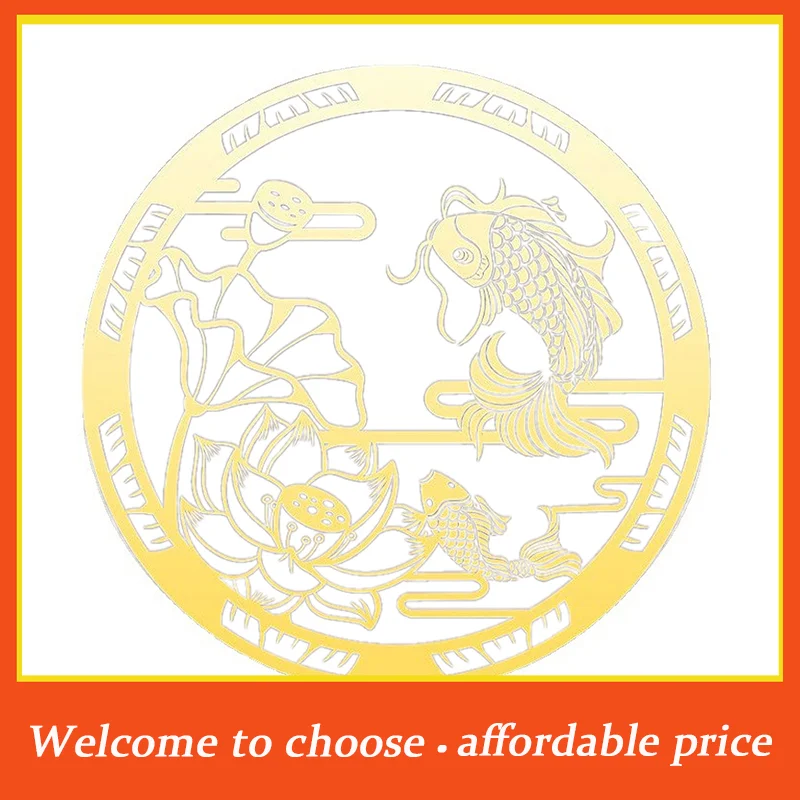 。1pc new Carp Lotus Metal Sticker Lucky Wealth Home Feng Shui Decoration Mobile Phone Stickers Car Sticker Decals