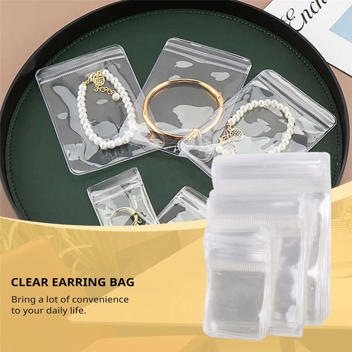 ONCE 150Pcs 3 Sizes Clear Earring Bags, Waterproof Bags Thickened Reusable Storage Pouch for Jewelry Rings Necklace Bracelet