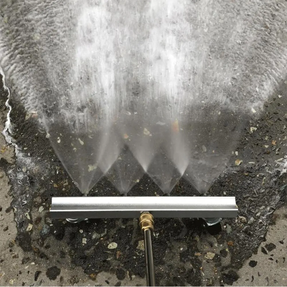 

High Pressure Washer Brush 4 Nozzle Ground Cleaner Roller Wheels Floor Surface Washing Tool Quick Connect 1/4 Inch Hose