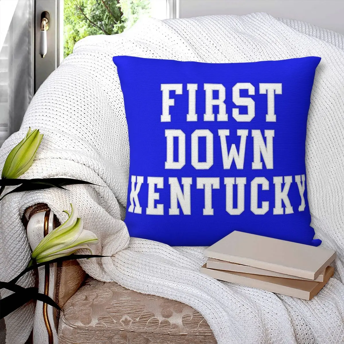 First Down Kentucky Square Pillowcase Pillow Cover Polyester Cushion Decor Comfort Throw Pillow for Home Car