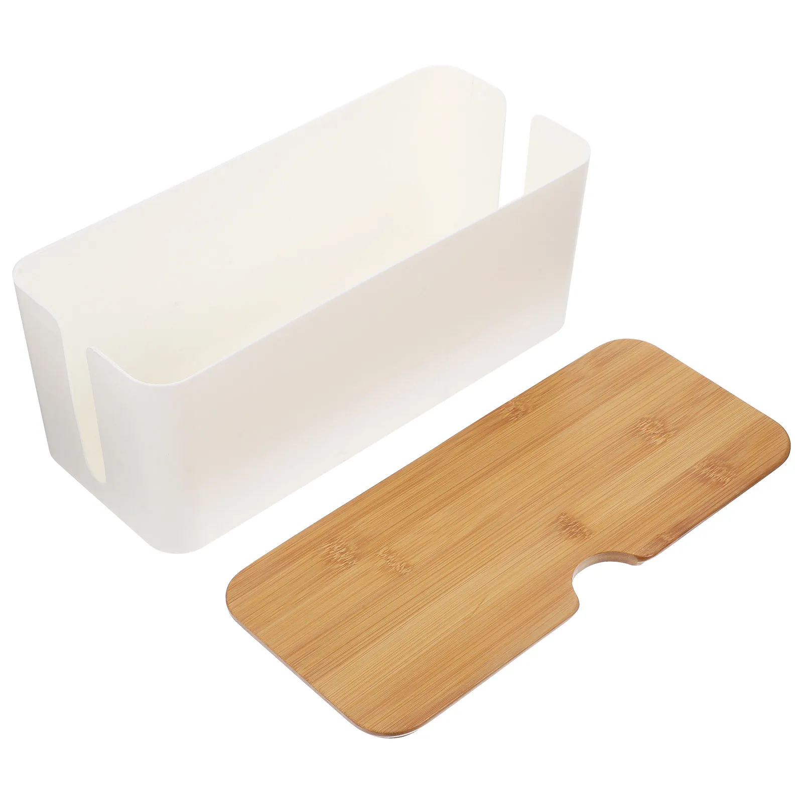 

Органайзер для проводов с бамбуковой крышкой, большой емкости, съемный, для укладки кабелей, скрытия проводов на столе, чехол для роутера, держатель для хранения