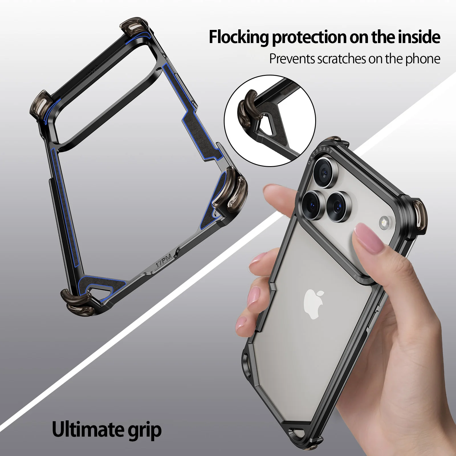 Oatsbasf Metalowe Etui na Telefon iPhone 17 Pro/Pro Max/17/Air Minimalistyczne Etui Obsługujące Bezprzewodowe Ładowanie Ultracienkie Etui Ochronne — zdjęcie produktu 6