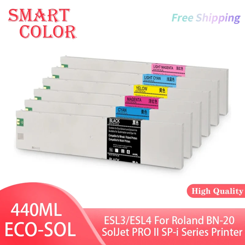 

440ML ECO-SOL MAX Replacement Ink Cartridge ESL3 For Roland BN-20 SolJet PRO II SP-i Series Printers (6Colors Options)