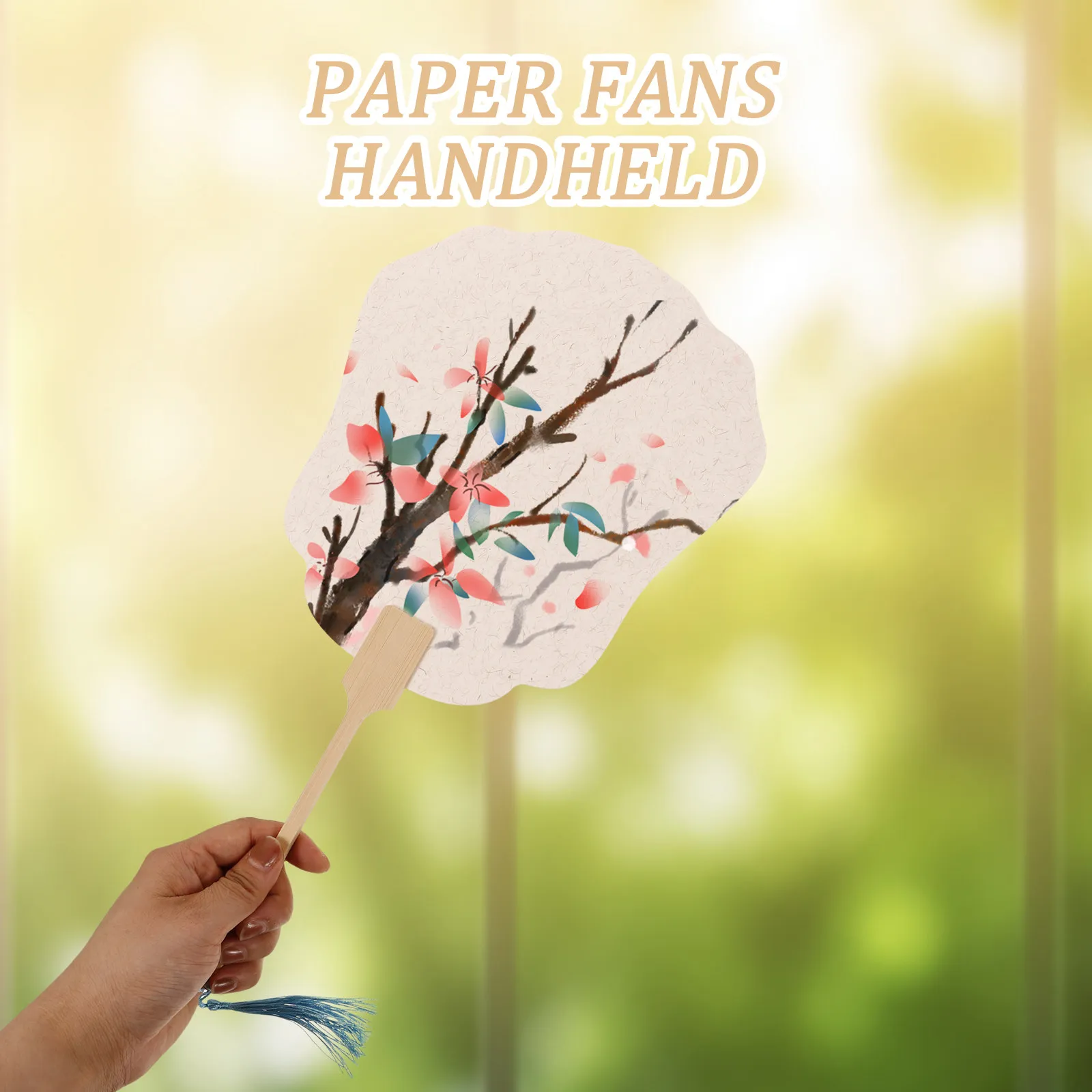 5Pcs Blank Hand Graffiti Fans Paper Handheld Traditional DIY Painting Fans for Summer Decoration Banquet Performance