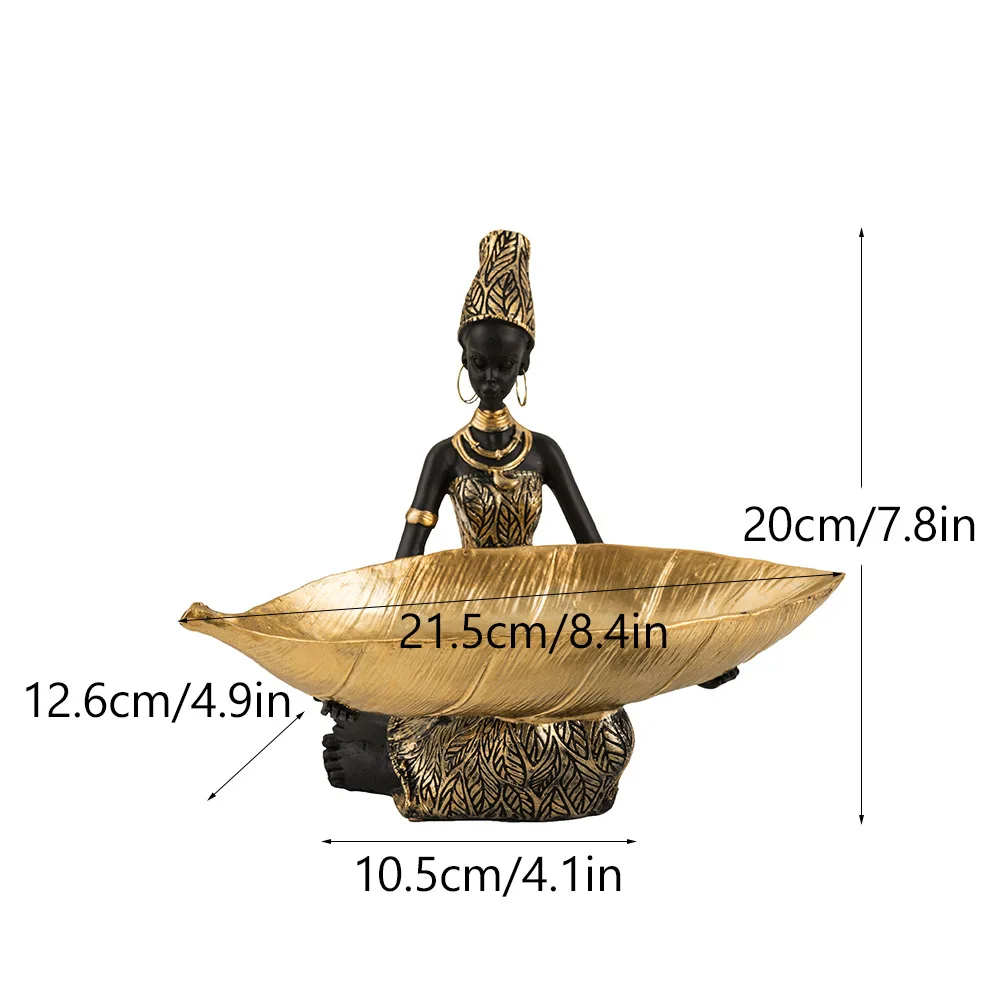 

Black Woman Resin Tray - Luxury Home Decor For Living Room Candy Holder Container Table Decoration Fruit Bowl Ornaments