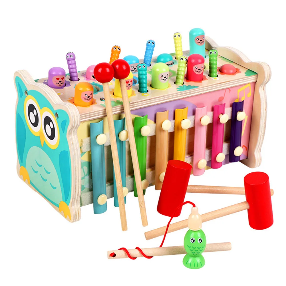 مجموعة واحدة من لعبة فوز المطرقة الخشبية، صوت ملون، نشاط تعليمي للرضع، للاستخدام الداخلي والخارجي، لعبة فوز الطفل