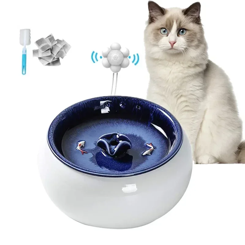 

1.5L Electric Ceramic Cat Drinking Water Fountain For Cats Dogs Drinking Bowl Automatic Cat feeding Dispenser Pets Bowl