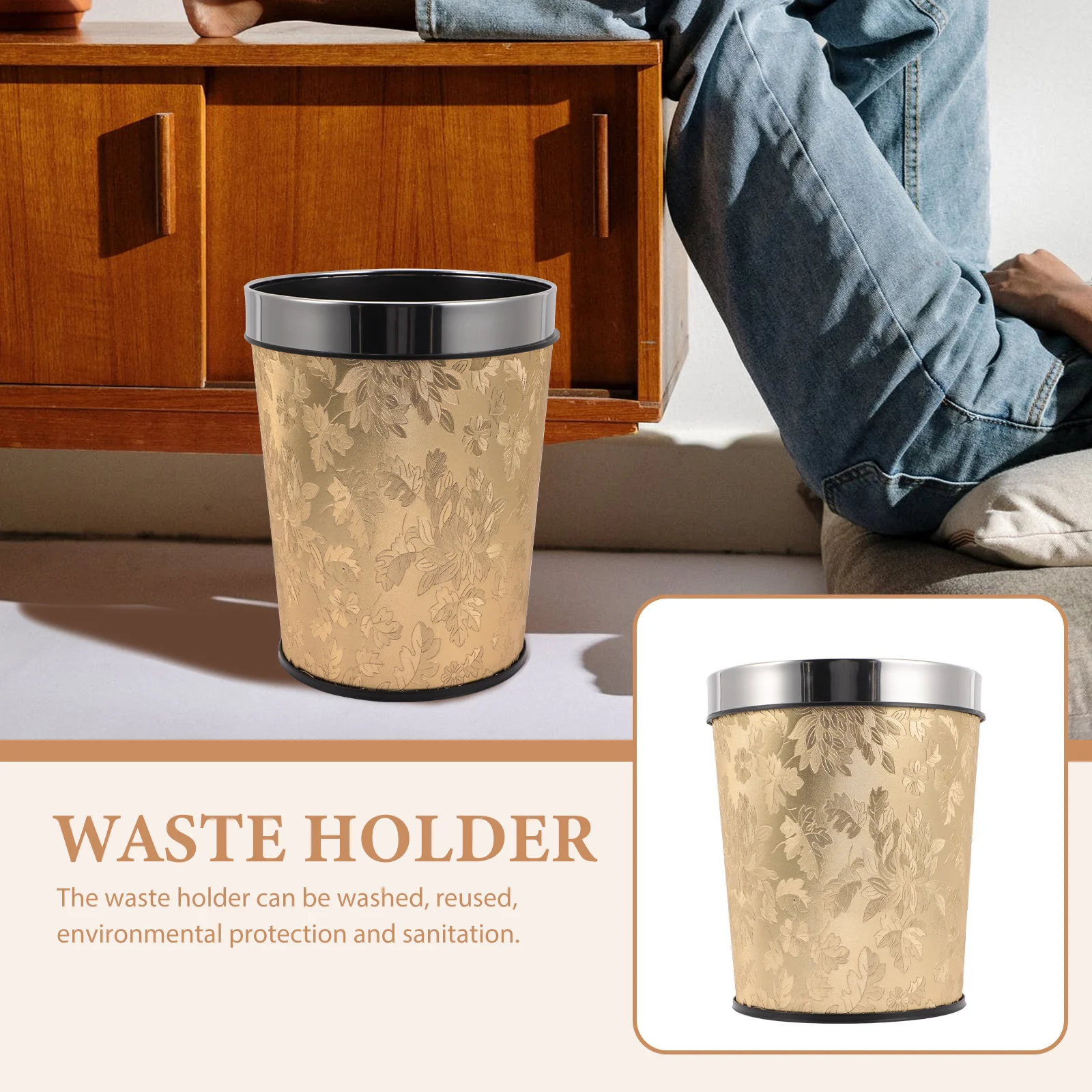 

Can Small Office Bathroom Kitchen Home Container Waste Basket Large Plastic Safe Tasteless Long Lasting Retro Style