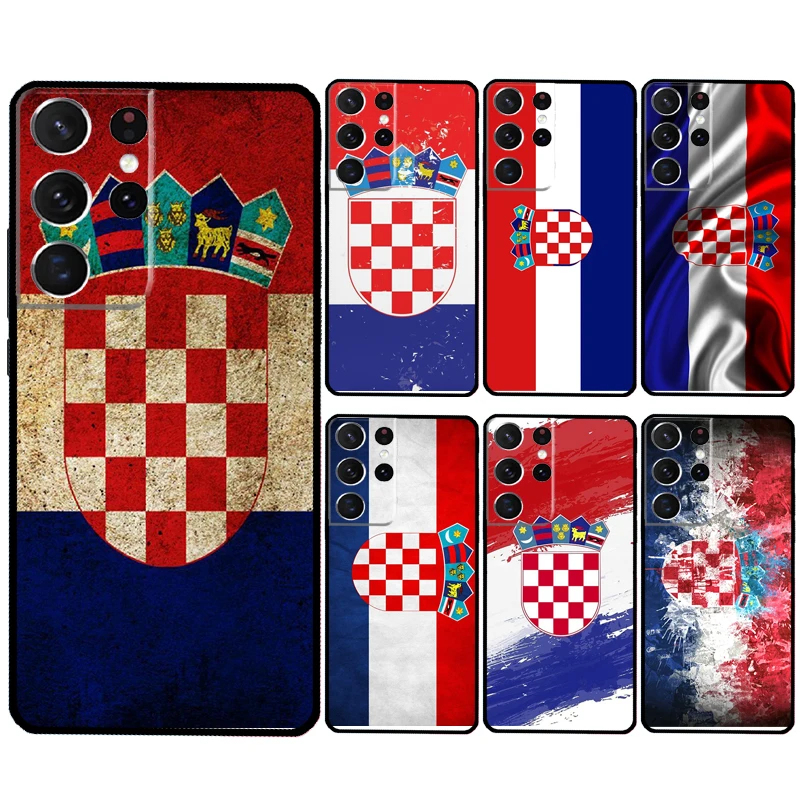 Croatia Flag Cover For Samsung Galaxy S24 Ultra S21 S22 S23 Plus S20 FE S8 S9 S10 Note 10 20 Ultra Case