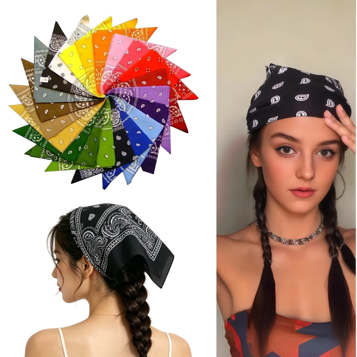 Bandana Blank White - 1/2/4/10pcs Hip Hop Cowboy Paisley Scarf