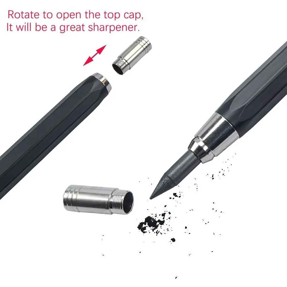 5.6mm Mechanical Pencil Metal Drawing Writing Tool Propelling Pencil With Pencil Sharpener Sketch Comics Design Automatic Pencil