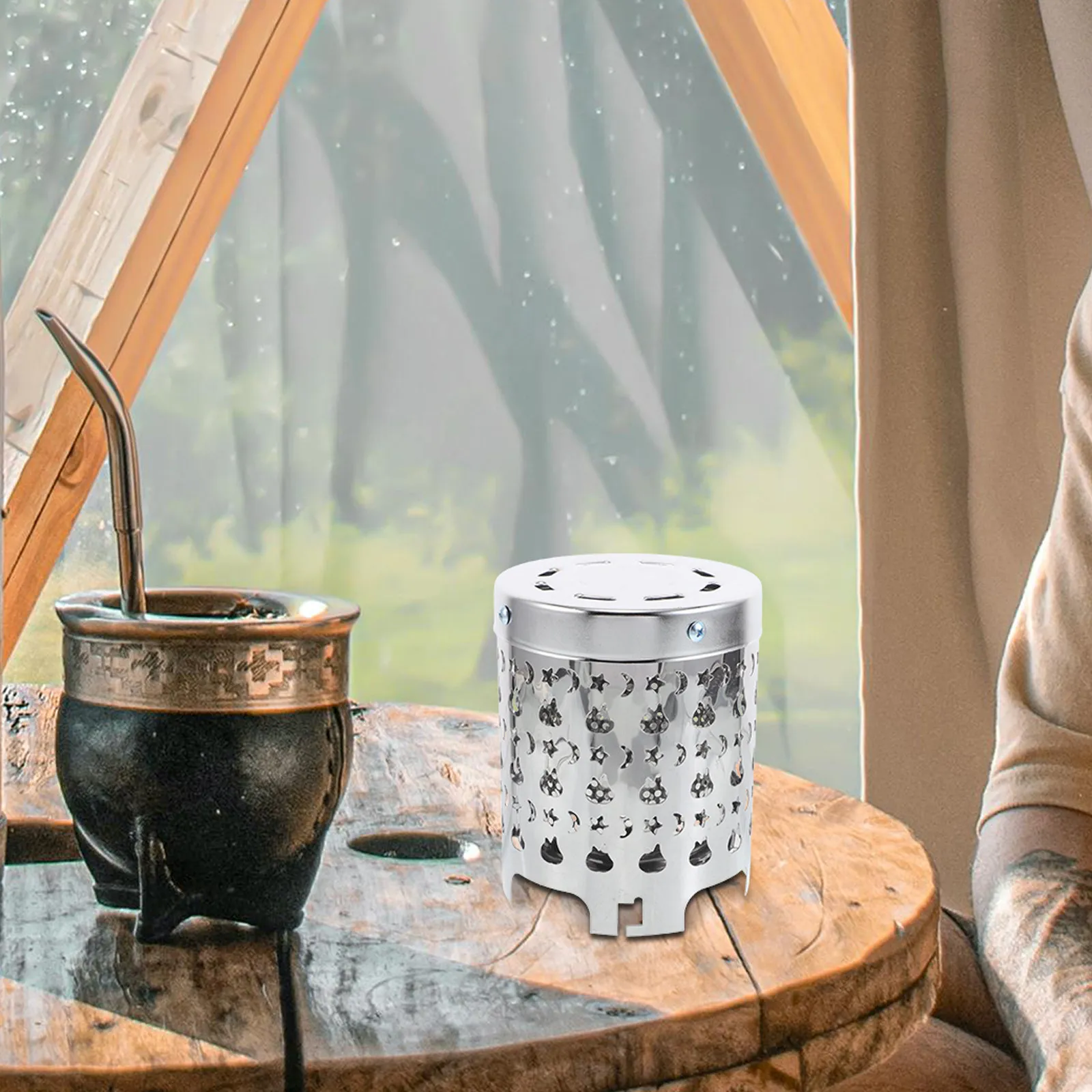 Outdoor Heater Cover Stainless Steel Survival Stove Hood Portable Windproof Waterproof Camping Gear Tent Heating Shield