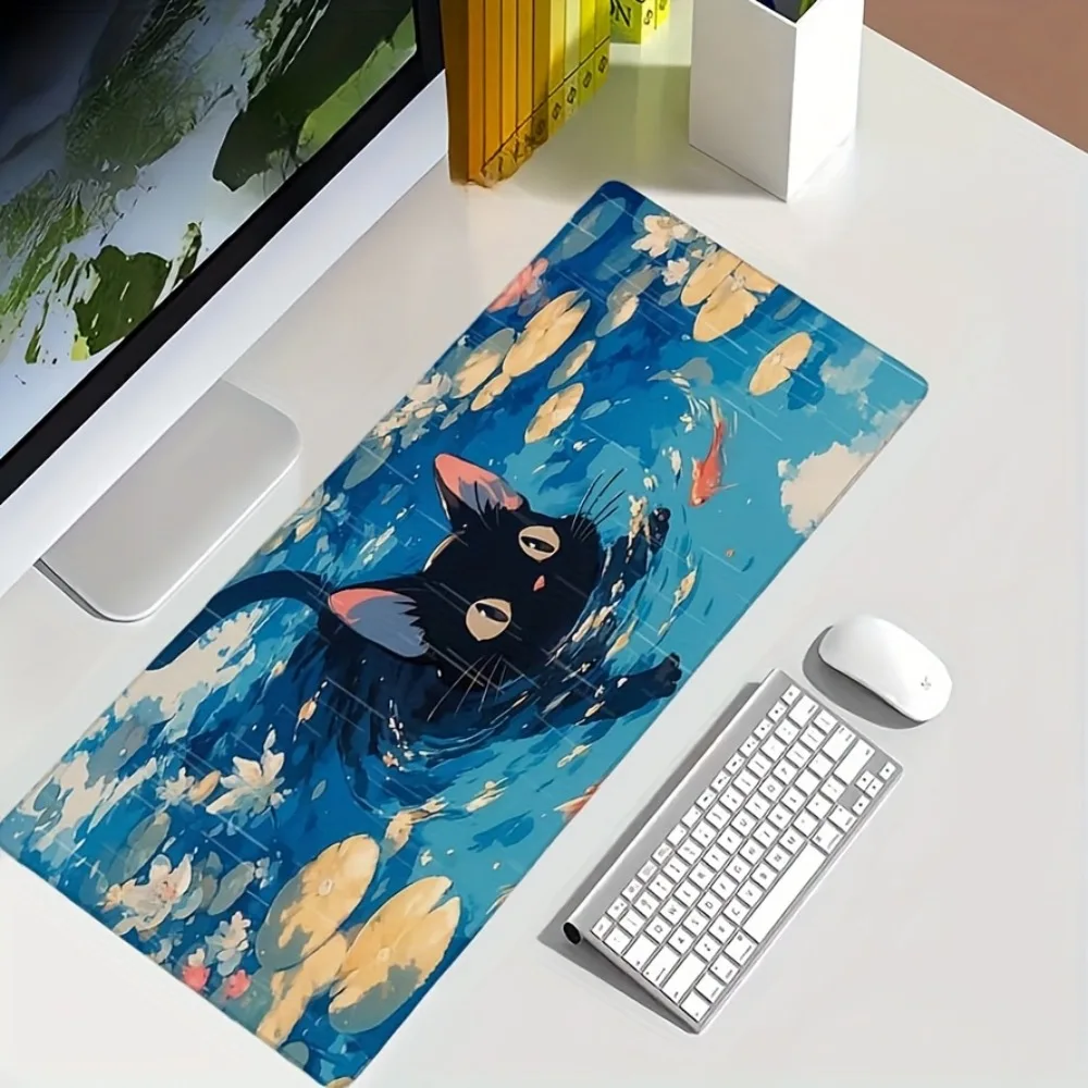 Tapis de souris multifonctionnel à motif chat noir, protection pour bureau, podkladka pod mysz muismat xxl alfombra escritorio