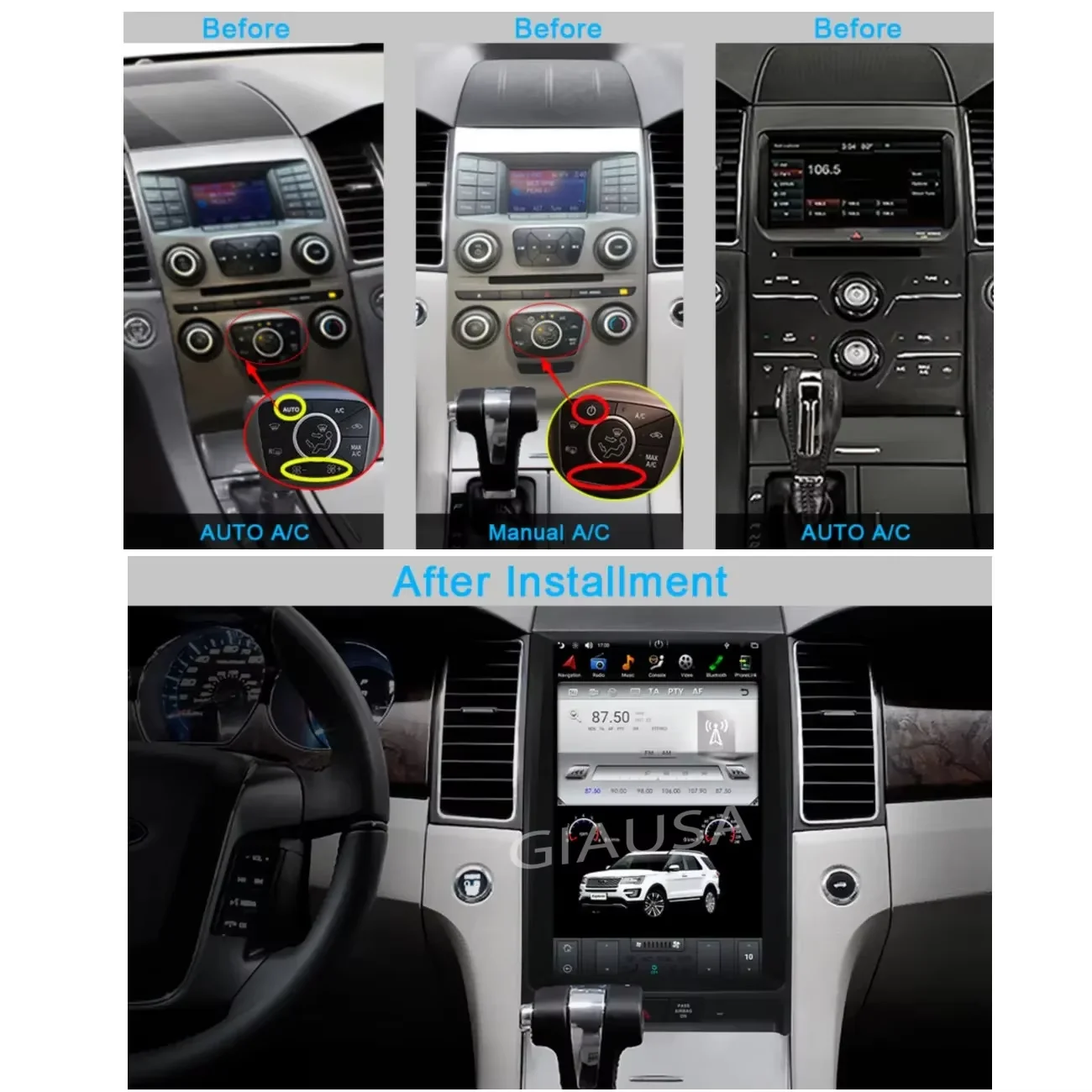 Car Automotive Multimedia Player For Ford TAURUS 2009-2013 Android Carplay Radio Stereo Screen Intelligent Systems Head Unit