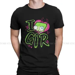 ZIM Invader Valentine's Day I Love GIR Retro Pop Poster T Shirt Harajuku Alternative Tshirt Loose Crewneck Short Sleeve