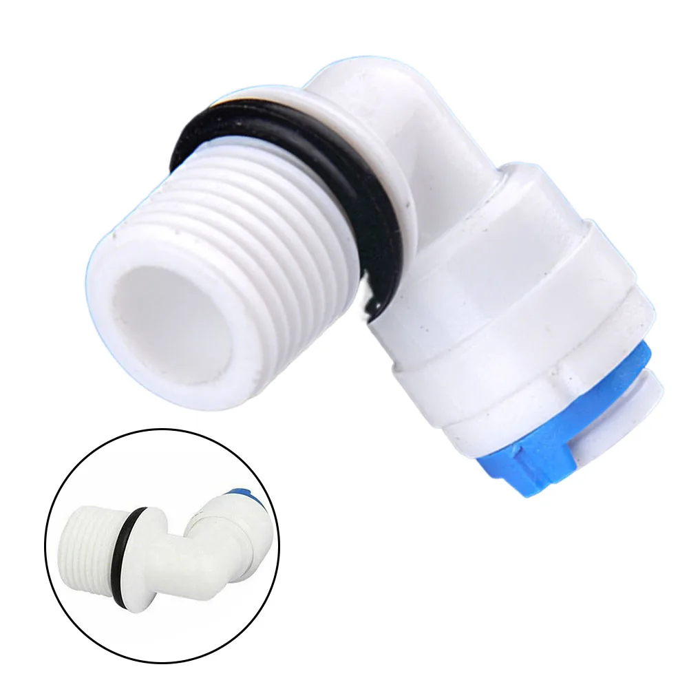 2Pcs 1/4 Inch Push Fit Tube To 12mm Thread Elbow Connector White Plastic Quick Install Fitting For Water Filter RO System Parts