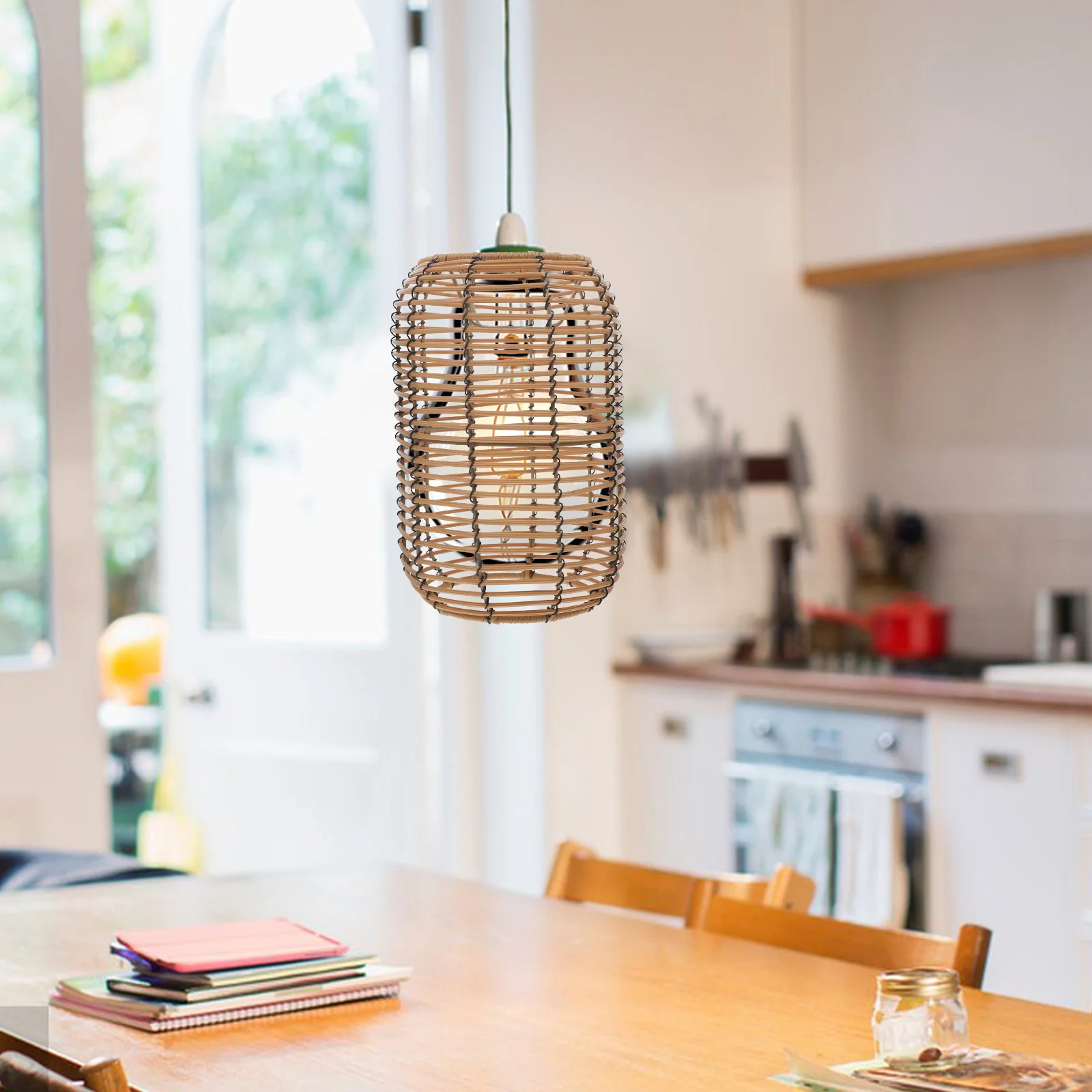 

1pcs Large Woven Lamp Shade Artificial Rattan Handcrafted Decorative Light Cover For Living Room Bedroom Hotel Restaurant