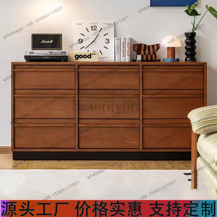 FG Retro Nine-bucket Cabinet Boxwood Solid Wood Against The Wall Porch Small Apartment Locker