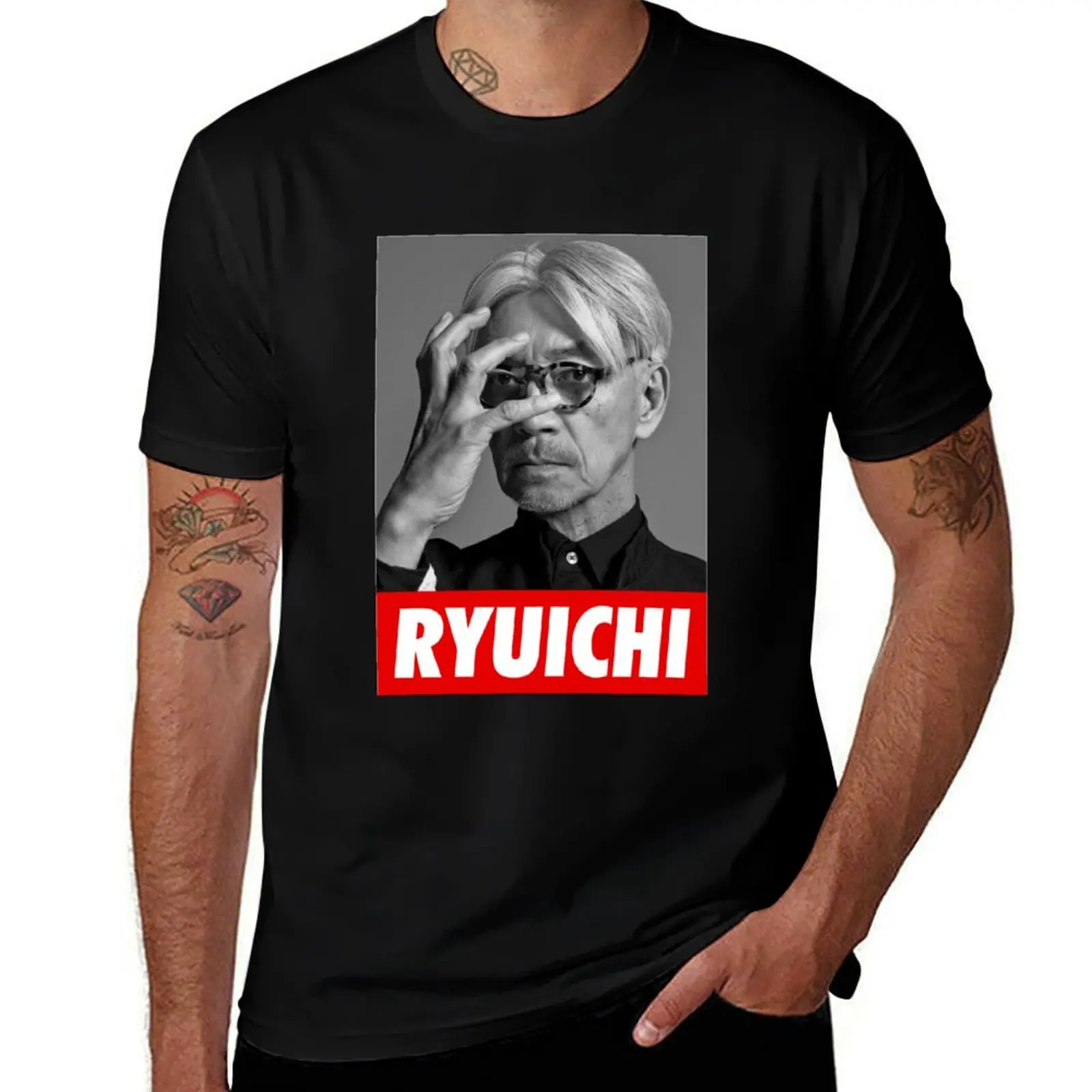 

Футболка NEO GEO RYUICHI SAKAMOTO, мужская футболка из 100% хлопка, мужская повседневная футболка