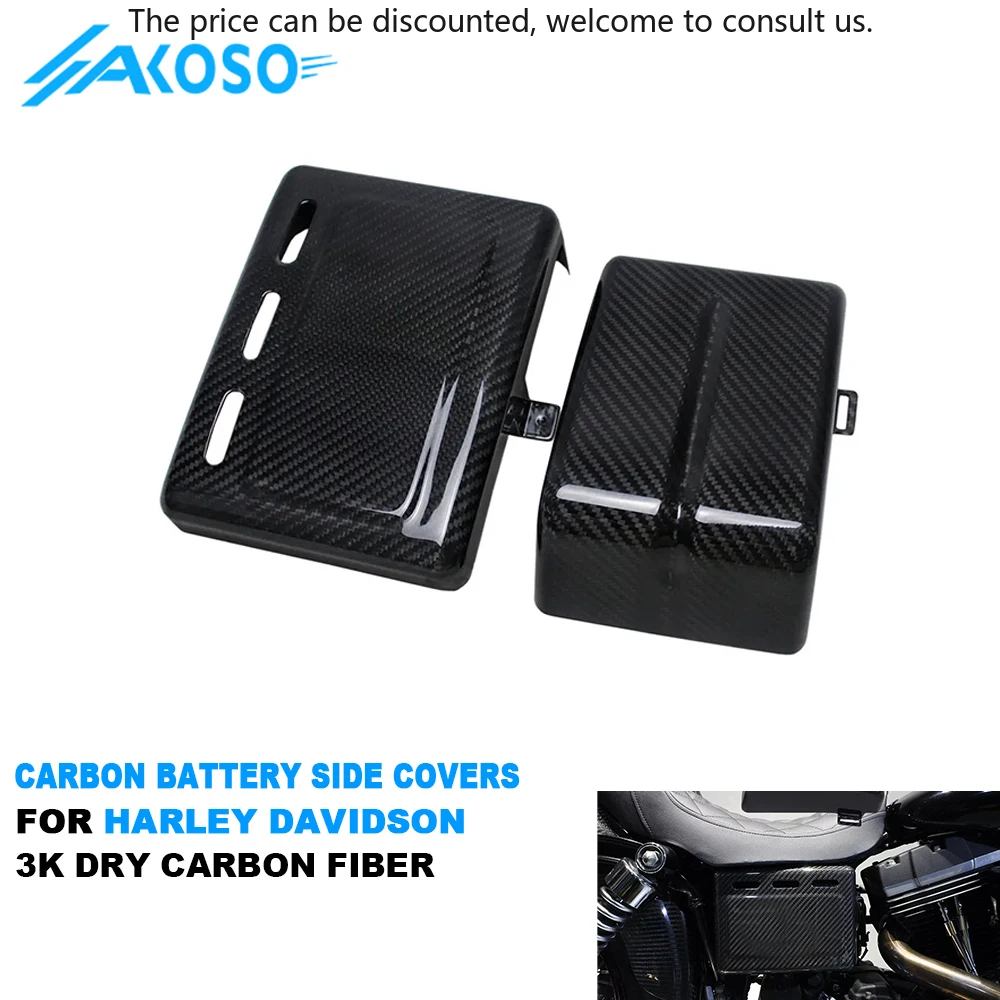 

AKOSO Full 3K Dry Carbon Fiber Motorcycle Battery Side Covers For Harley Davidson 2006-2017 Street Fat Bob Low Rider Super Glide