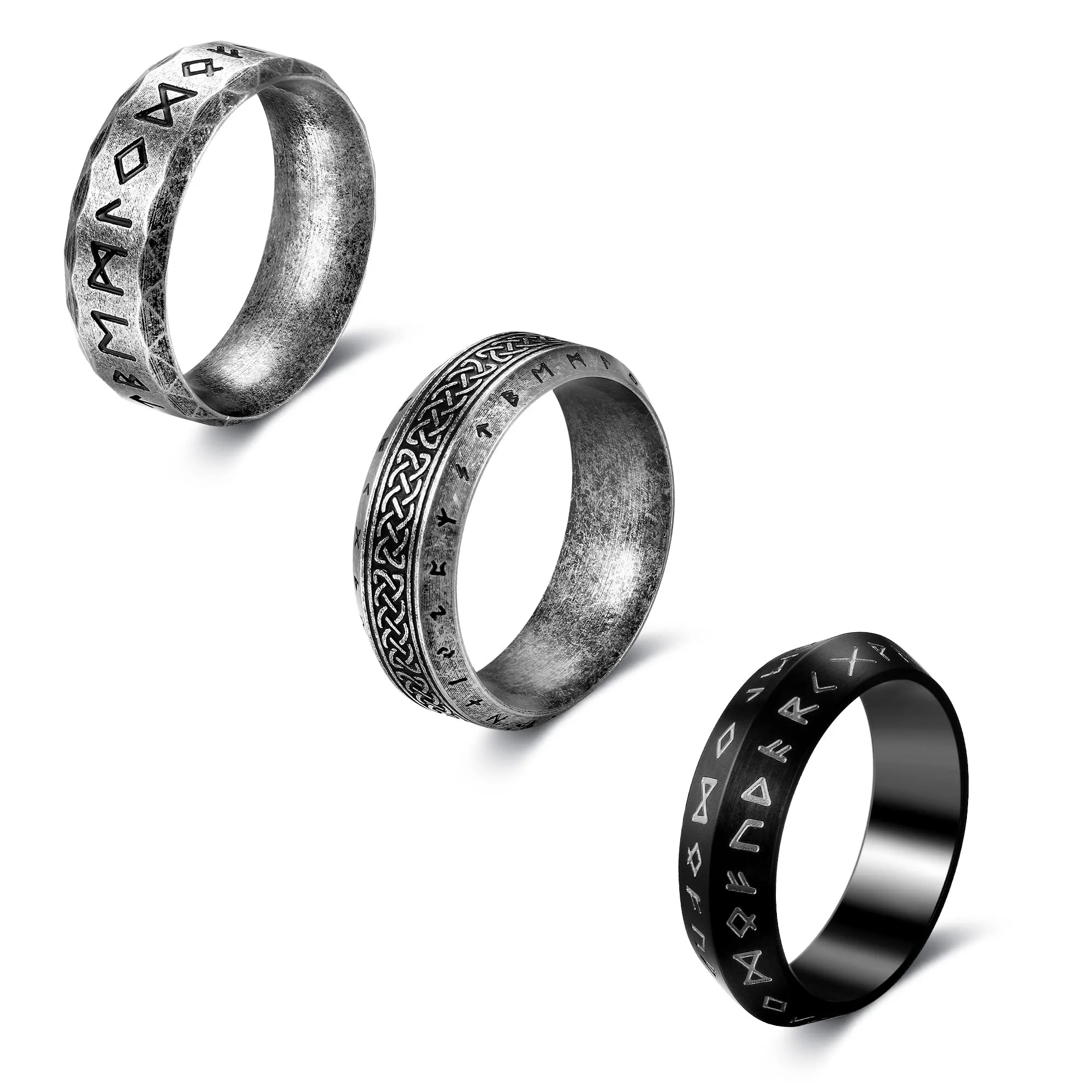 Vintage Odin Norse Viking Rune Rings For Men Fashion Stainless Steel Celtic Knot Rings Retro Couple Amulet Jewelry Drop shipping