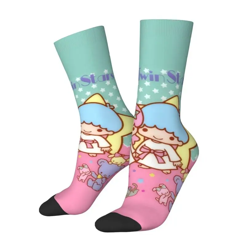 Custom Fashion Print Little Twin Stars Sanrio Cartoon Kiki Lala Socks for Men Women Stretch Summer Autumn Winter Crew Socks