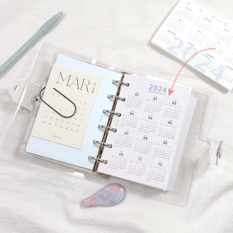 6 Rings Notebook Dividers 2024 Calendar Binder Index Page A5 A6 A7 Loose Leaf Index Divider Journal Planner Bookmarks Office