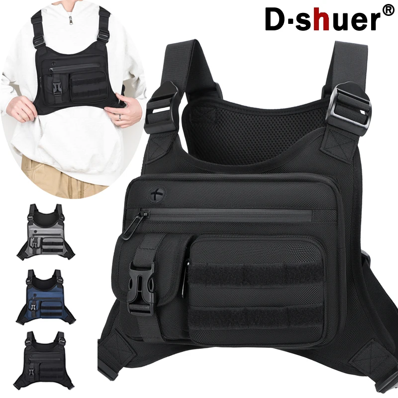 Men's Multi-Functional Tactical Chest Pack Vest, Outdoor Utility Chest Bag for Sports & Travel
