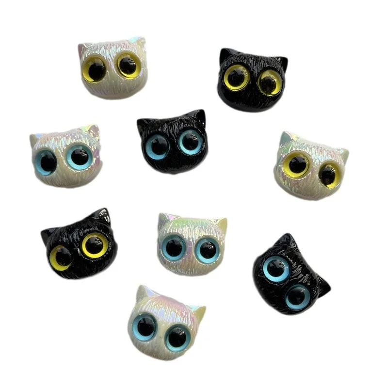 10PCS Acrylic Cute Cat Beads For Jewelry Making Big Eyed Owl Beads Necklace Bracelet Craft DIY Supplies