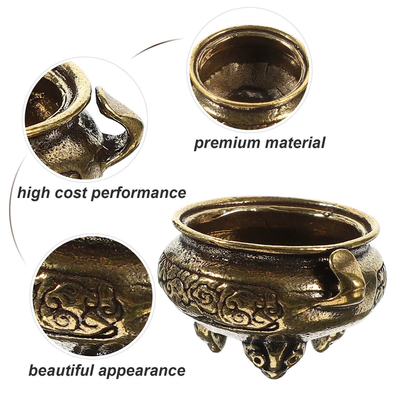 

2Pcs Brass Incense Burner Creative Censer Holder Aroma Therapy Home Decor Desktop Ornament Elegant Design Incense Burner
