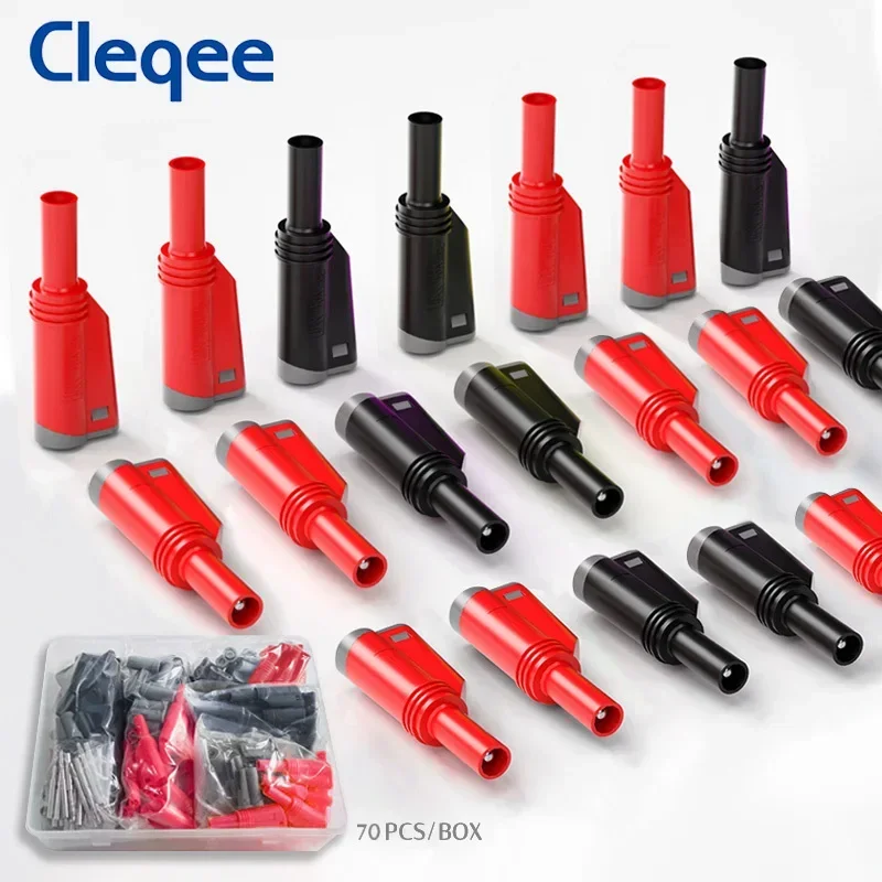 Cleqee P3005B 70 шт. 10 А высококачественный 4 мм банановый штекер соединитель Штабелируемый винт блокировка/Сварка DIY адаптер с пластиковой коробкой