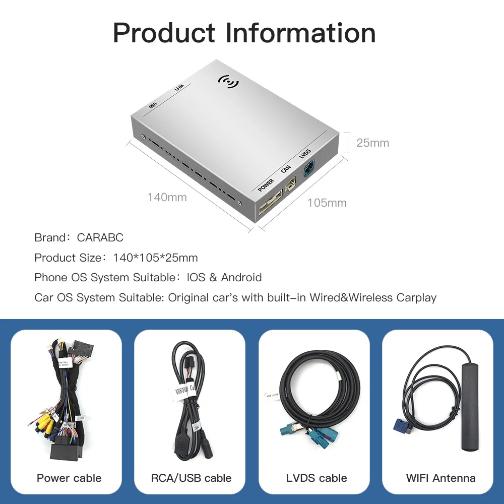 CARABC bezprzewodowy Carplay Android Auto pasuje do Peugeot & Citroren SMEG & MRN NAC 208 308 508 3008 i C4 DS3 DS4 DS5 kamera cofania