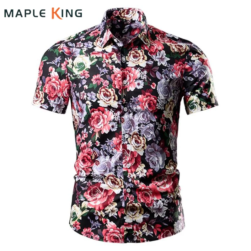 

Vintage Floral Printed Casual Men Shirt Summer Chemise Hommes Coton 100℅ Holiday Clothing 2024 Mens Casual Camisa Hawaian Shirts