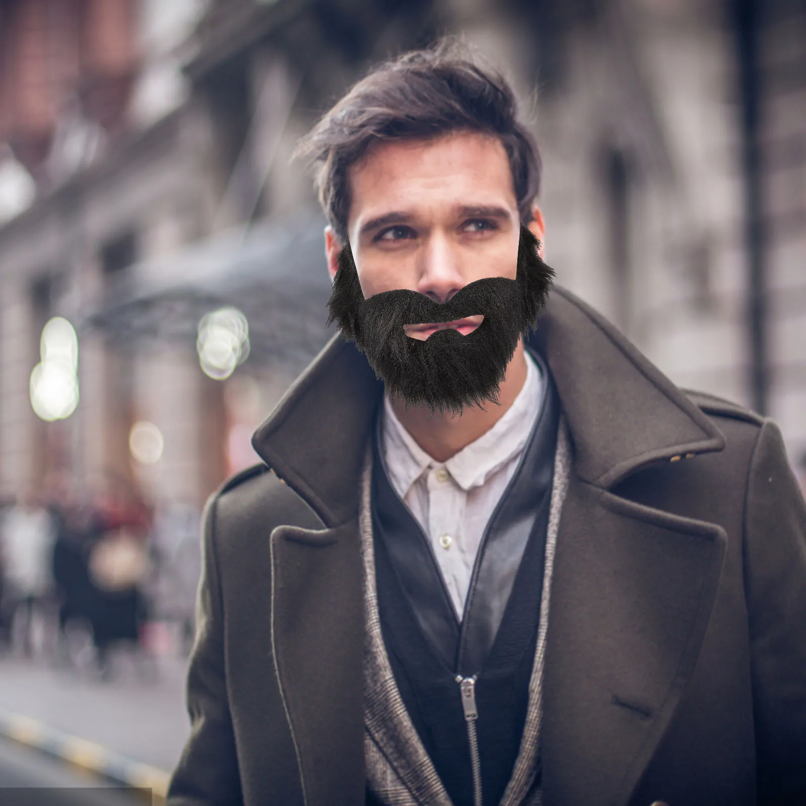 

2Pcs Fake Beard Lightweight Comfortable Cosplay Prop for Halloween Party Stage Performance Movie Costume Decorative Mustache