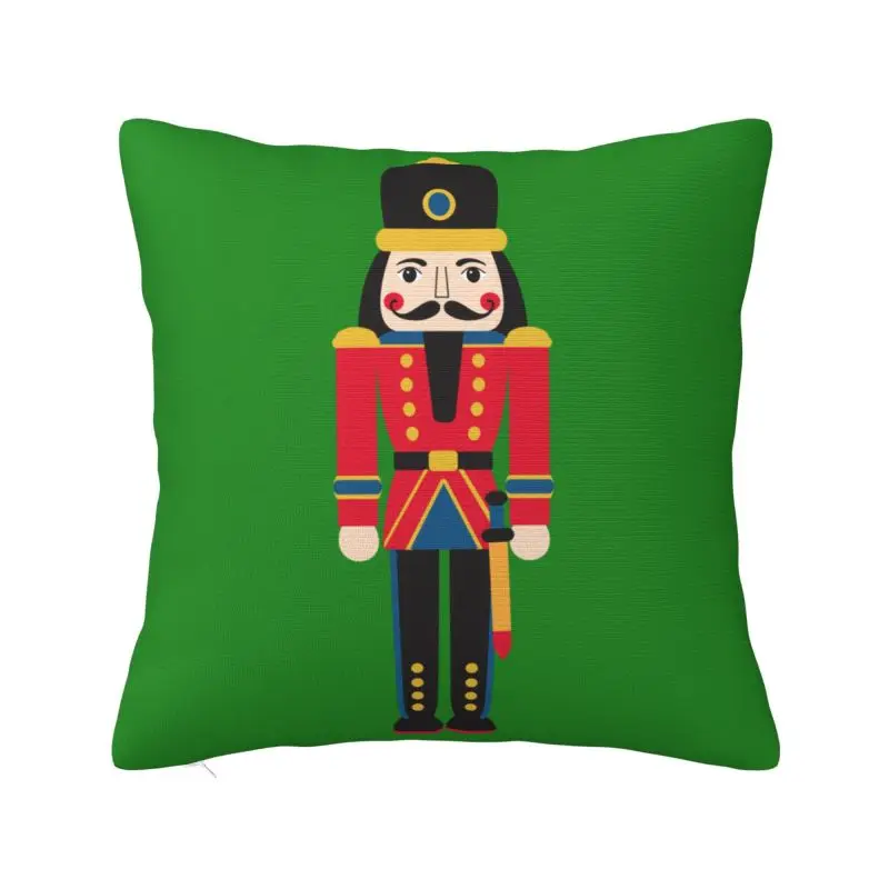 Custom Nutcracker Doll Pillowcase Cartoon Christmas Soldier Toy Cushions Cover for Sofa Square Pillowcase