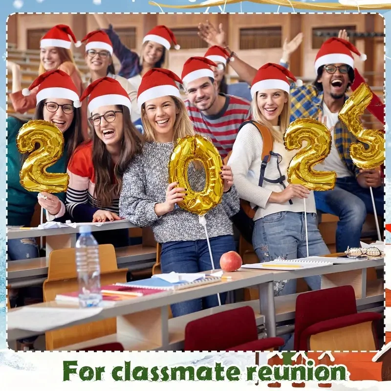 10-100 Non-Woven Santa Hats, Adult Christmas Hats, Christmas and New Year Party Holiday Decorations, Pp Material, Machine Washable, Feather-Free, Suitable for Home Kitchen Party Supplies